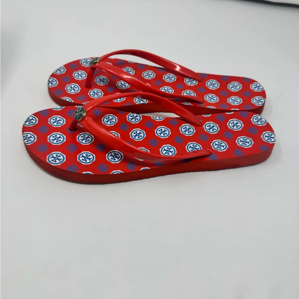 Tory Burch Red Blue Thong Flip Flops 10 - Image 4