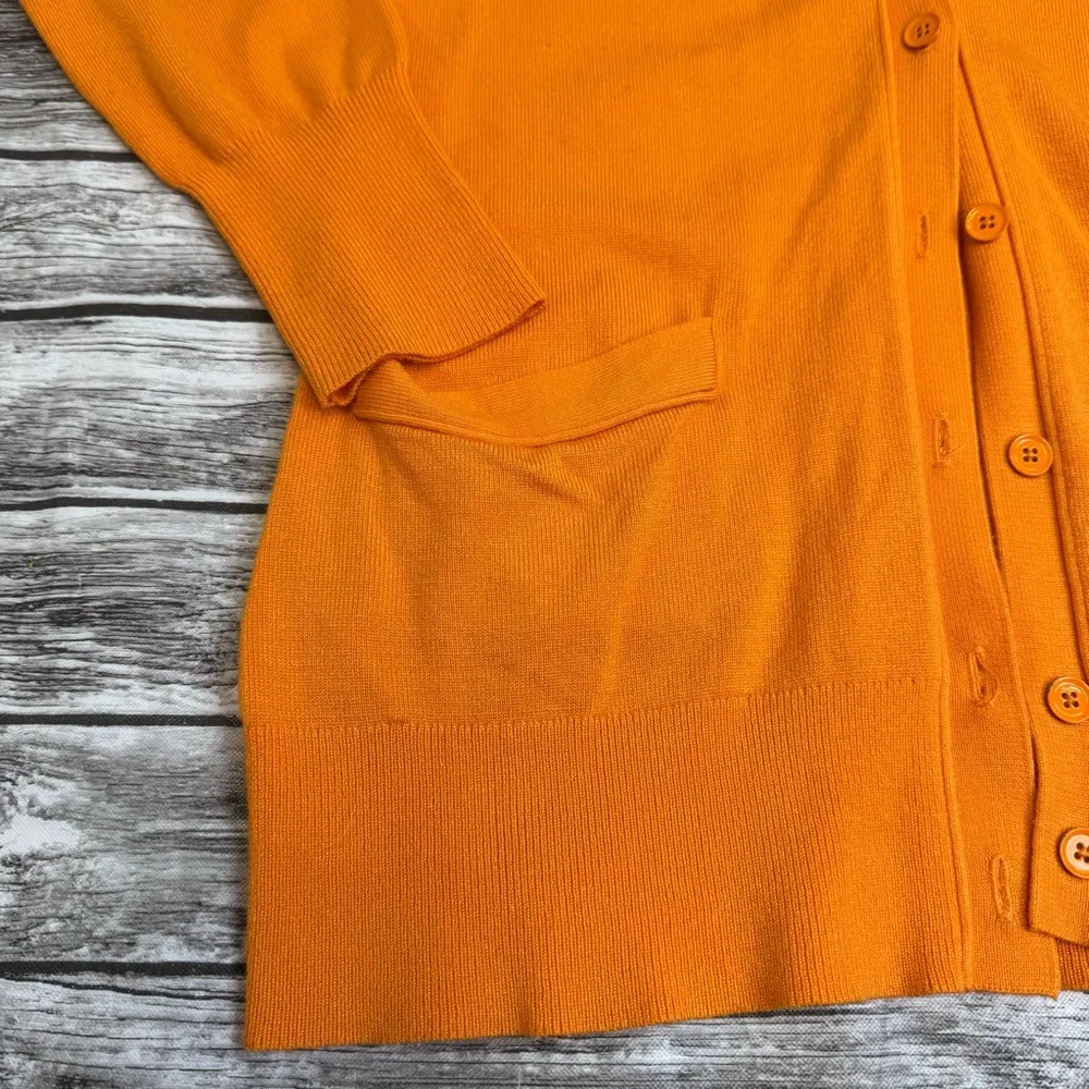 Liz Claiborne Women's Long Sleeve Cardigan S SM Small Bright Orange Tight Knit - Image 6