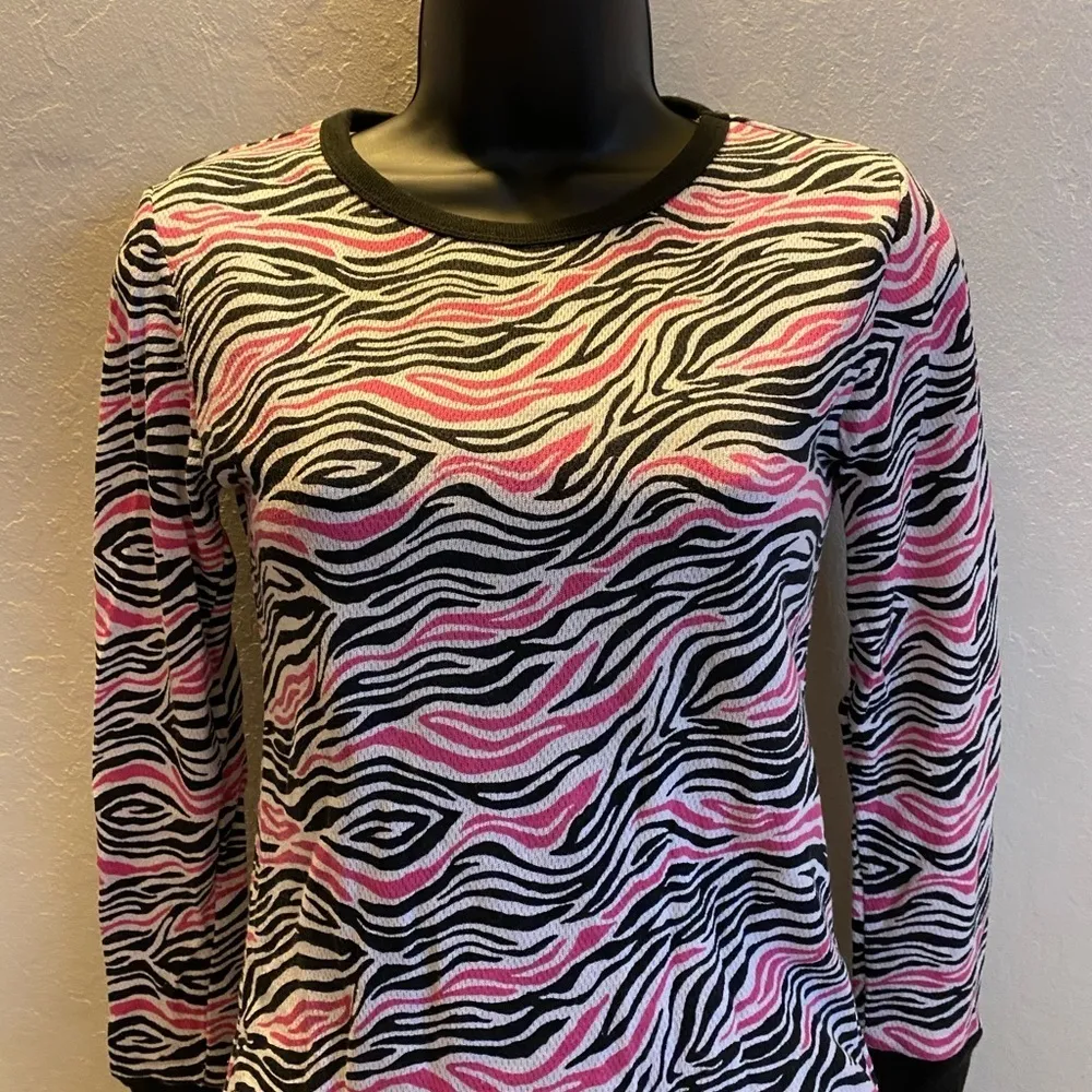 Joe Boxer Pink & Black Zebra Stripe Long Sleeve Thermal Shirt - Image 11