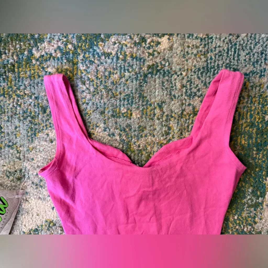 NOS vintage Jacques Moret pink knit bodysuit, size small - Image 4