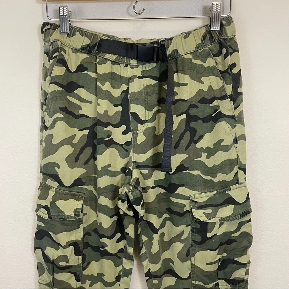 Pam & Gela Green Camouflage Print Cargo Cropped Military Pull On Pants Size S - Image 6