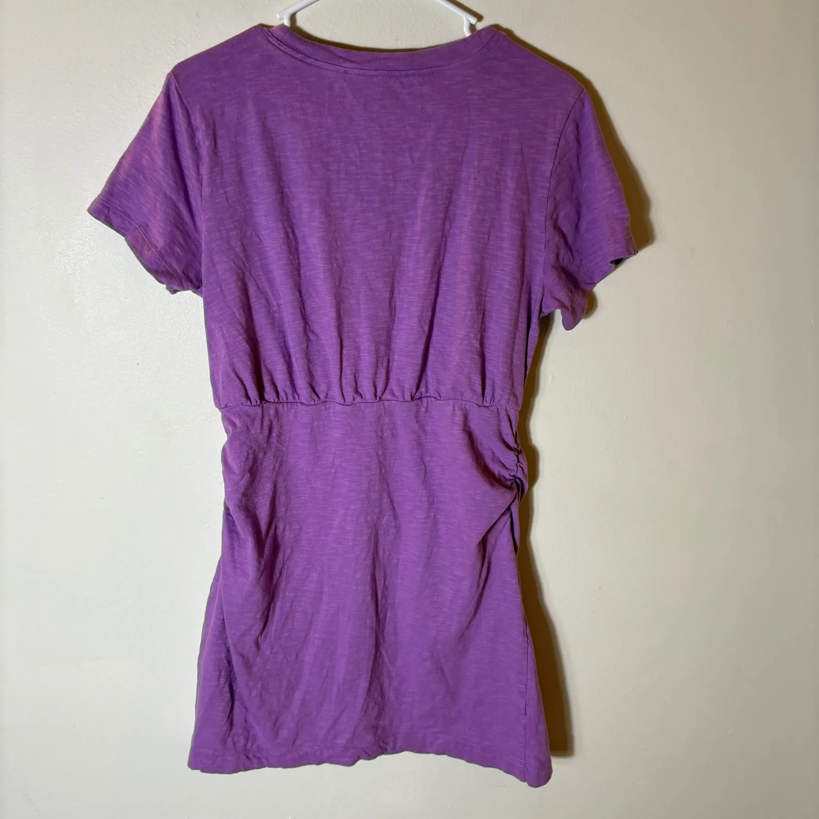 LOFT‎ Purple Ruched Gathered Waist T Shirt Dress Size Large - Image 5