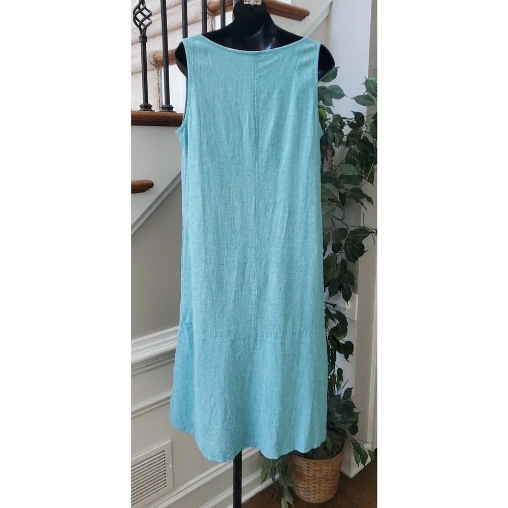 Pure Jill Women's Blue Solid Asymmetrical Neck Sleeveless Long Maxi Dress Medium - Image 6