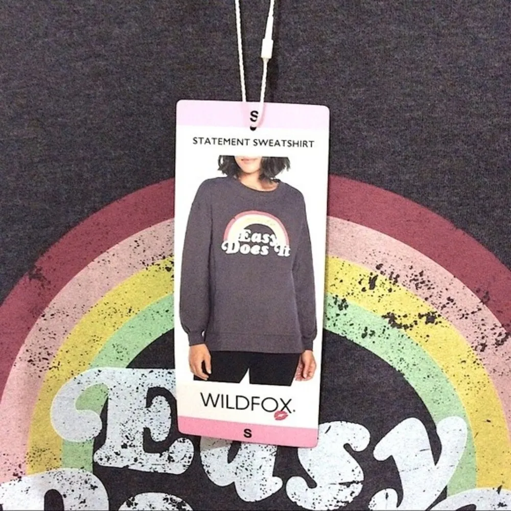 Wildfox Grey Statement Sweatshirt "Easy Does It" Pullover Sommers Sz S New - Image 3
