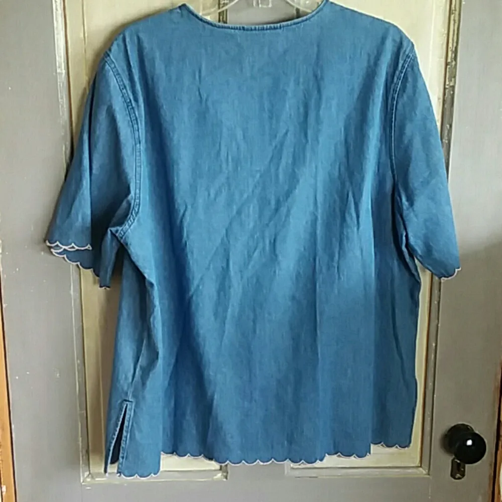 Toffee Apple Denim Shirt With Embroidery Details Size L - Image 4