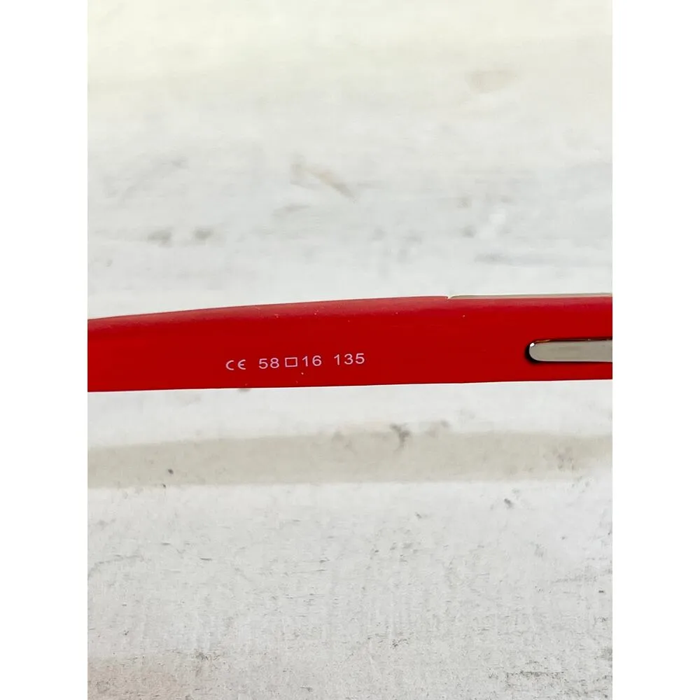 NWT Porta Romana Travel Collection Silver/Red Frame Blue Lens Aviator Sunglasses Silver - Image 7