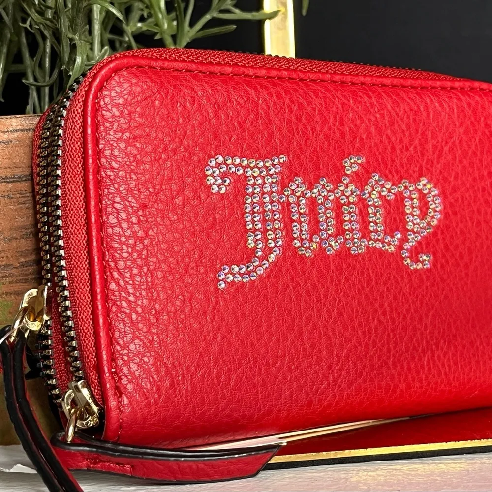 Juicy Couture Breaking the Rules Double Zip Wallet Rhinestone Logo NWT - Image 2