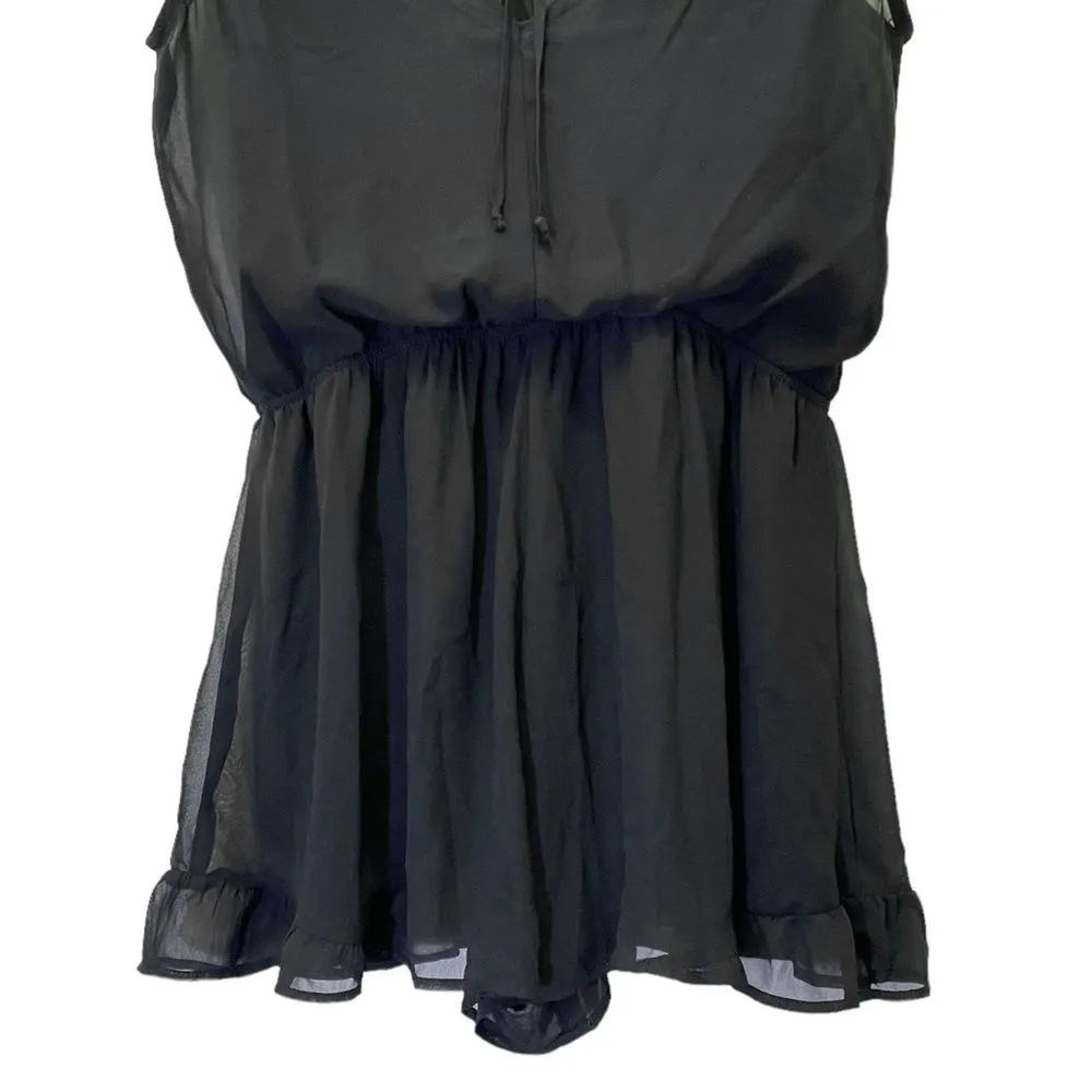ASTR The Label Black Chiffon Sleeveless Ruffled Shorts Romper Women’s Size Large - Image 5