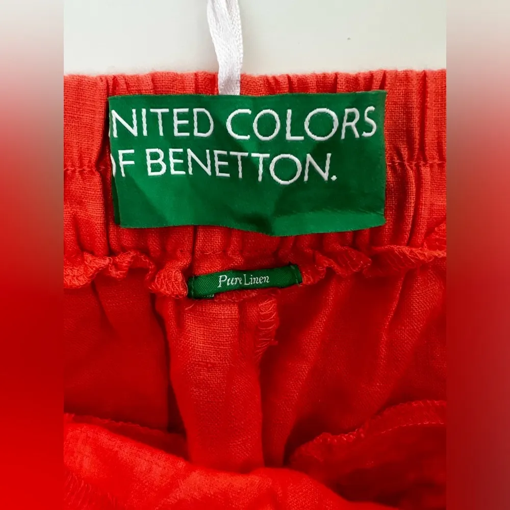 United Colors of Benetton women Light orange Peach Linen tapered crop pants M - Image 3