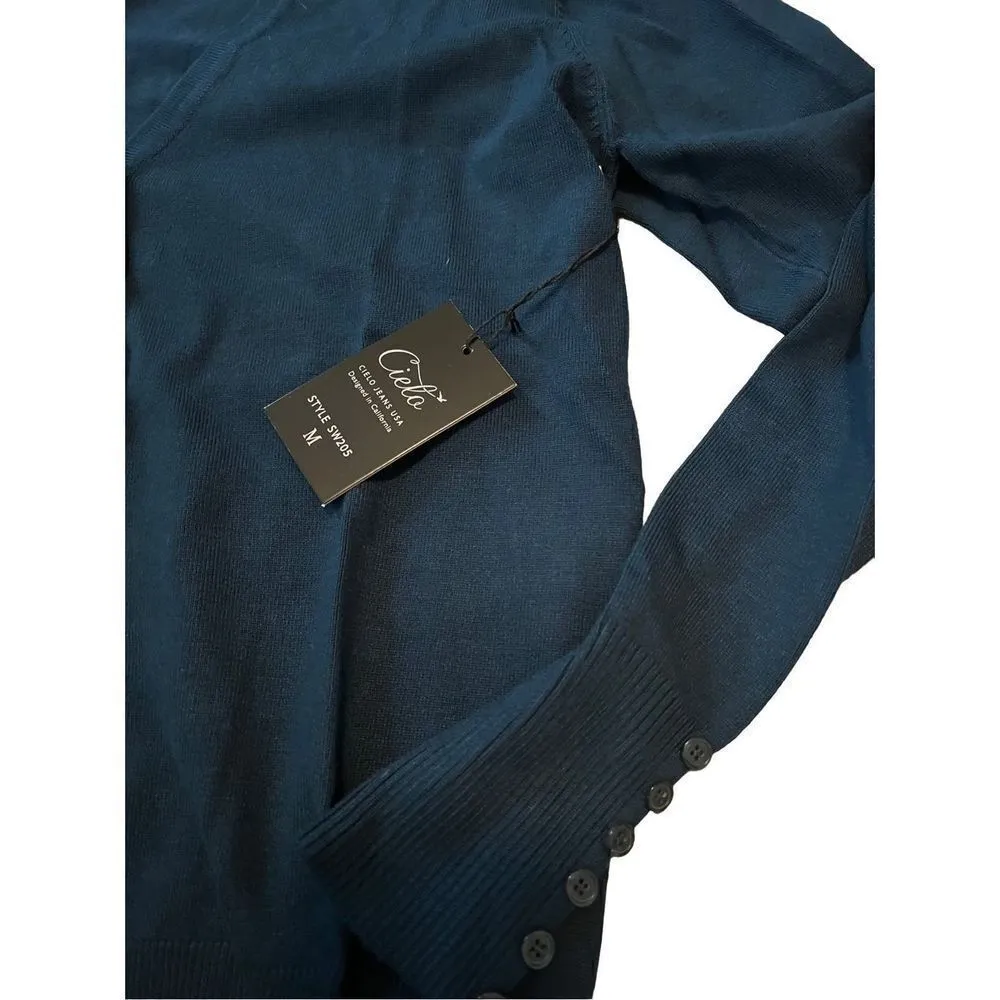 Cielo | womens green blue button down cardigan Blue Size M - Image 3