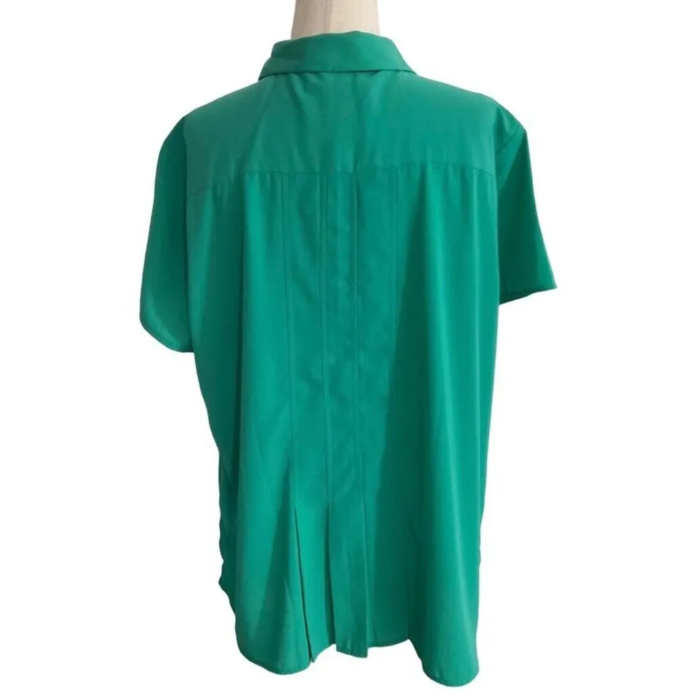 Dana Buchman Women Size XL Green Blouse Shirt Collared Short Sleeve (22-993P) - Image 3