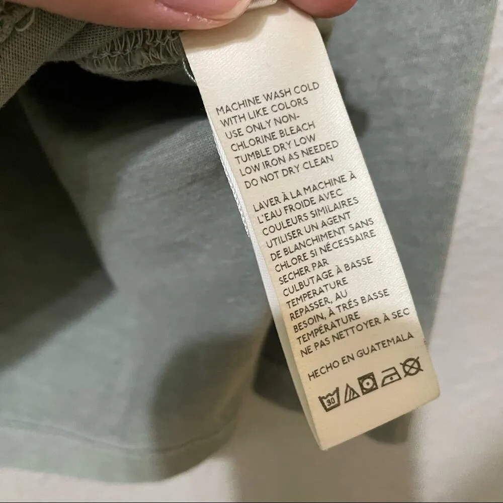 Free People Green Long Sleeve Mock Neck Tee Shirt XS Sage Oversized Thermal - Image 10