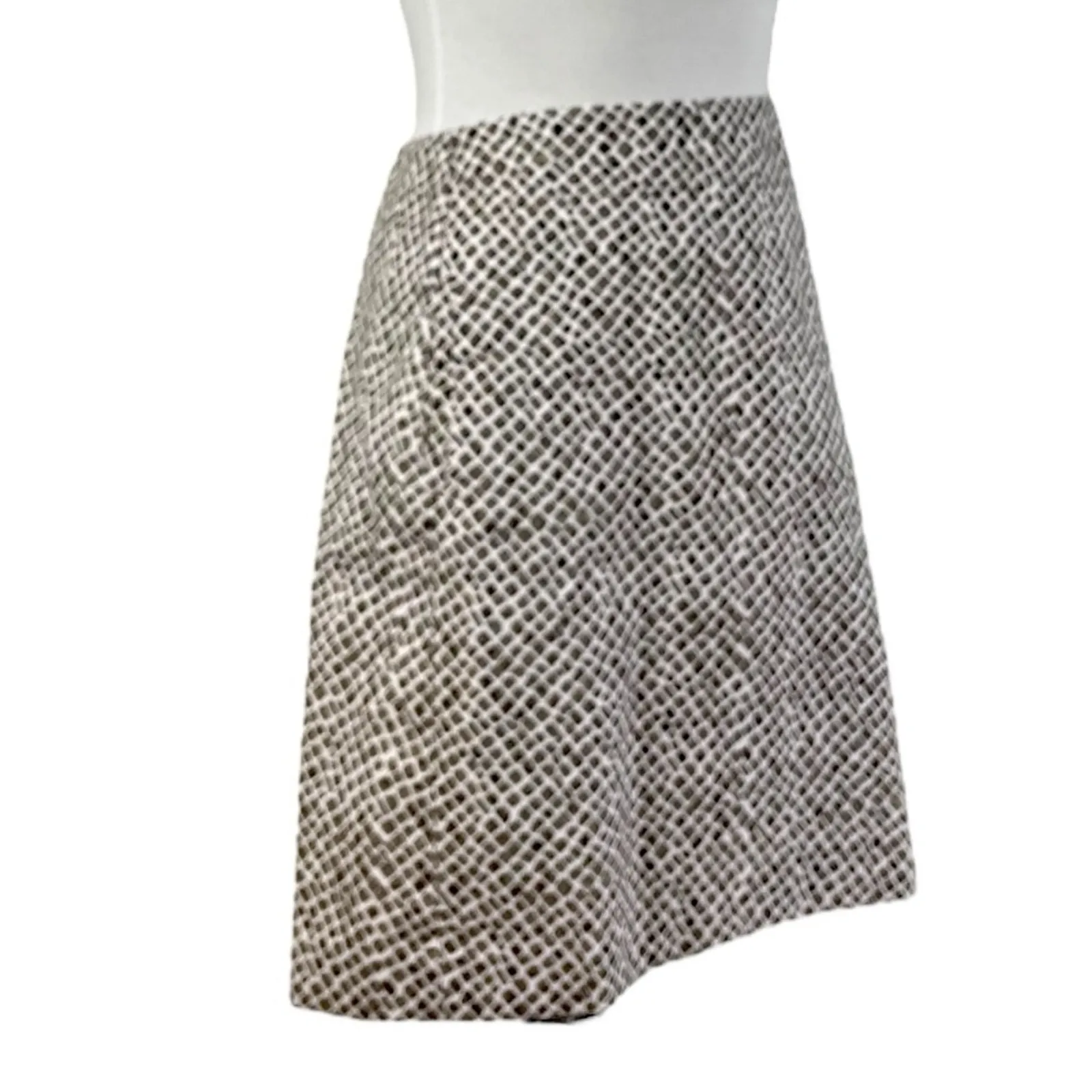 LOFT Skirt A-line Lined Above Knee Tan Cream Animal Print Women’s Size 12 - Image 3