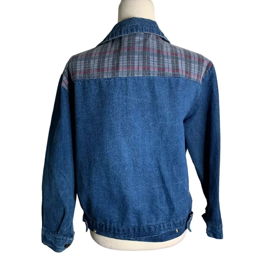 Vintage 90s Pacific Express Denim Jacket M Blue Snap Front Pockets Long Sleeve - Image 4