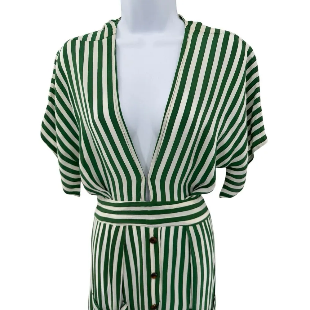 Faithful the Brand‎ Milan MIDI Dress green & white stripe size US 6 Medium - Image 3