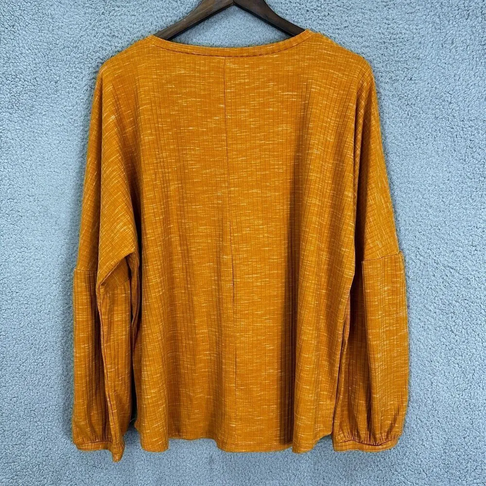 Juicy Couture‎ top womens XXL burnt orange long balloon sleeve ribbed knit flowy - Image 7