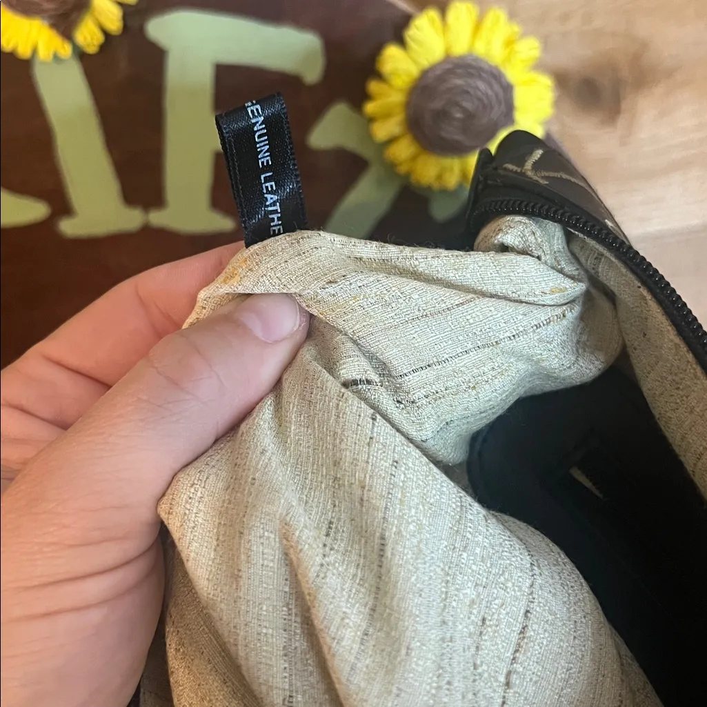 Scully Happy Trails Leather Embroidered Cowboy Cowgirl Purse Shoulder Bag NWOT Black - Image 7