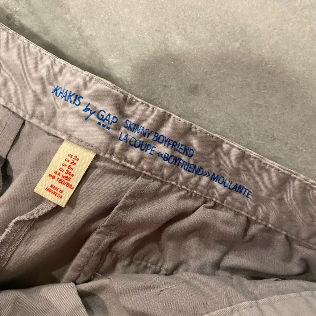 Gap Size 2 Gray Cotton Skinny Boyfriend Fit Zip Up Khaki Chino Pants - Image 9