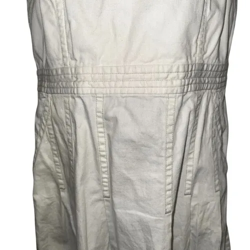 ANTHROPOLOGIE PILCRO Ivory Cross-Back‎ Apron Pleated Midi Dress EUC Size 12 - Image 4