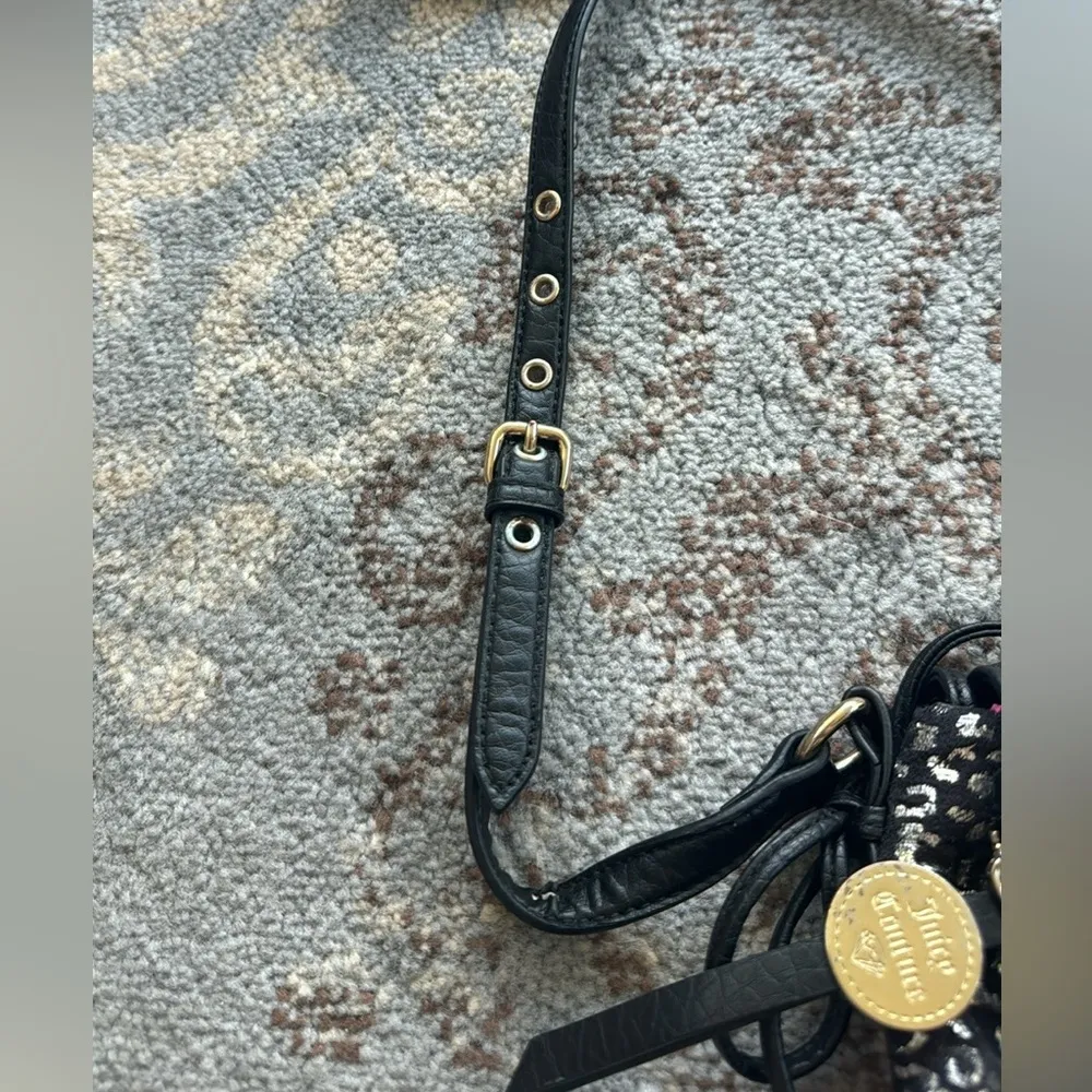 Juicy Couture Y2K Leopard Print Satchel Black Silver - Image 3