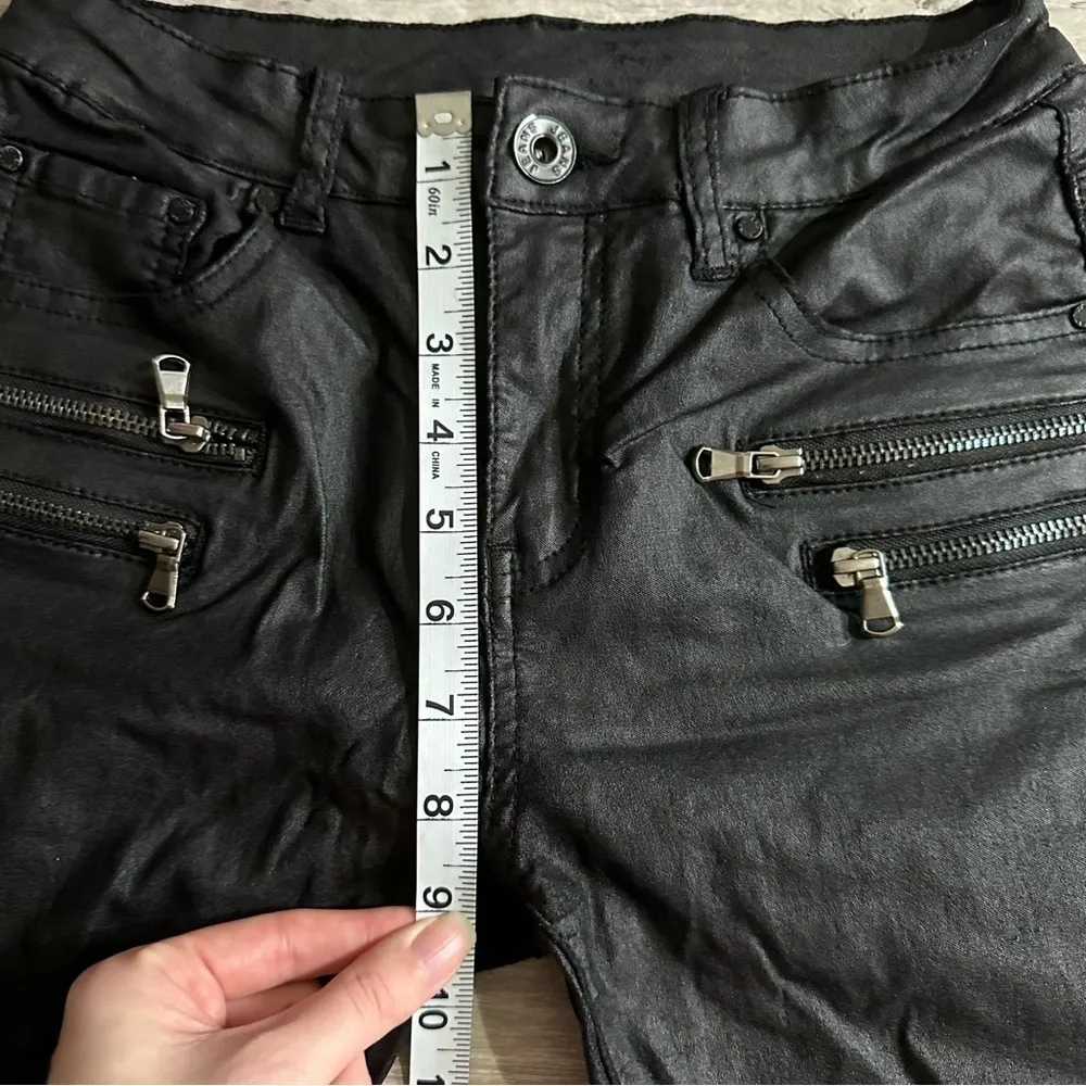 Women’s Black faux leather skinny jeggings , biker core​ size small - Image 7