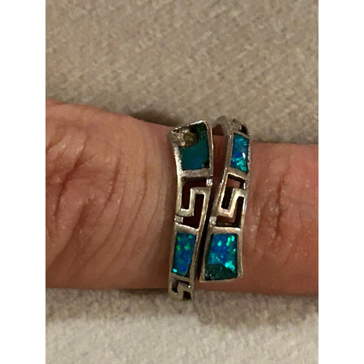 ring band sterling silver 925 beautiful unique size 5 scarp missing stone - Image 3