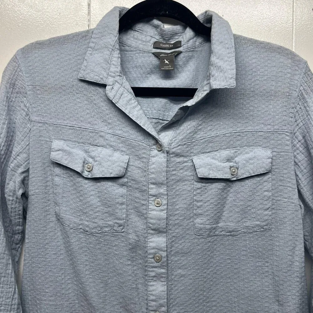 Eddie Bauer Classic Fit Women's Blue Shirt Size Large Button Front Breathable - Image 3