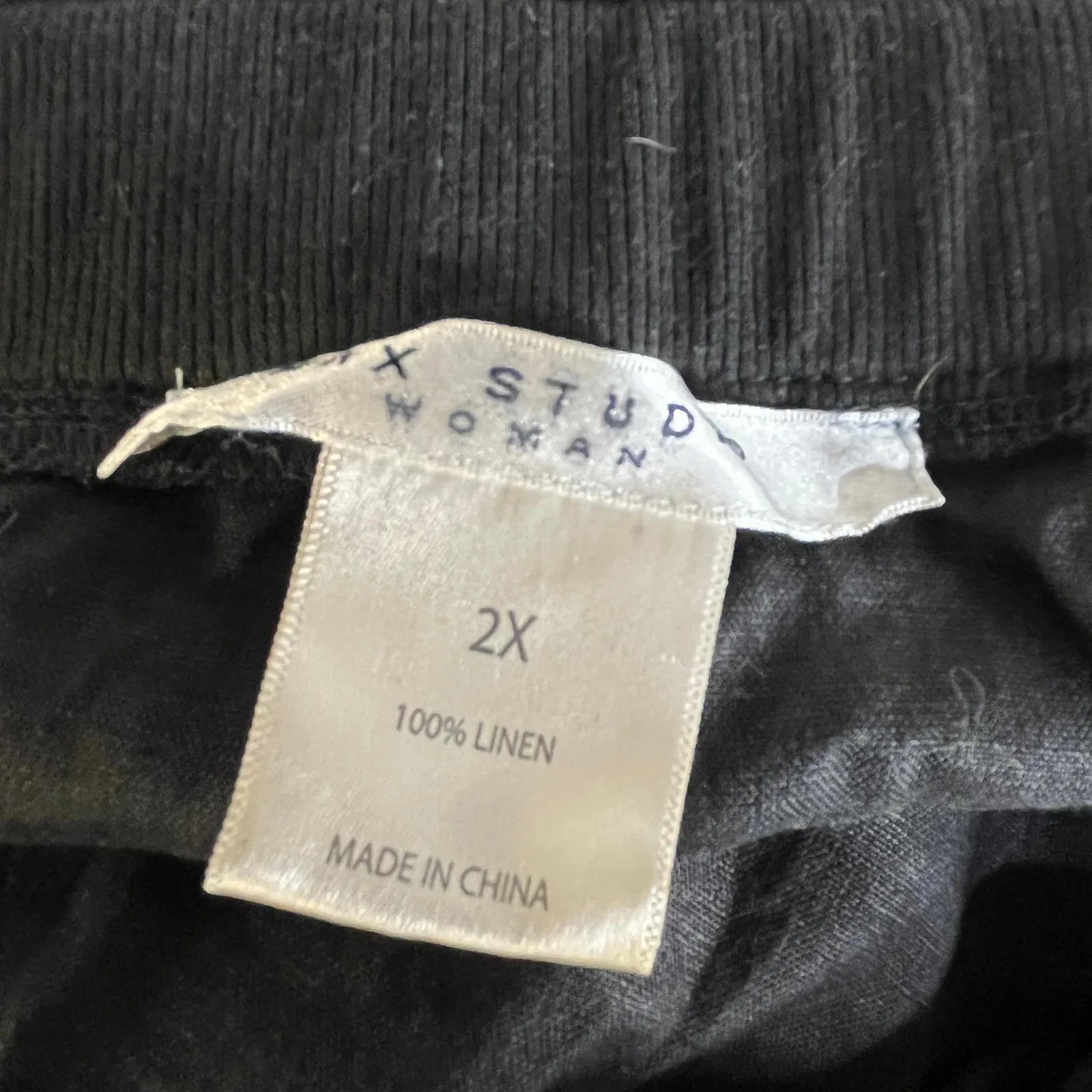 Max Studio Linen Cropped Pants Relaxed Chic Pull On Women Black Plus 2X - Image 4