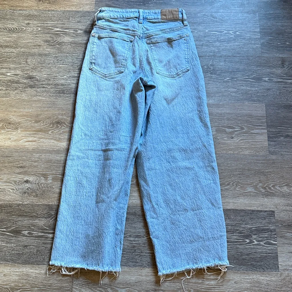Madewell Light Wash Raw Hem Curvy Perfect Vintage Wide Leg Crop Jeans Size 24 - Image 5