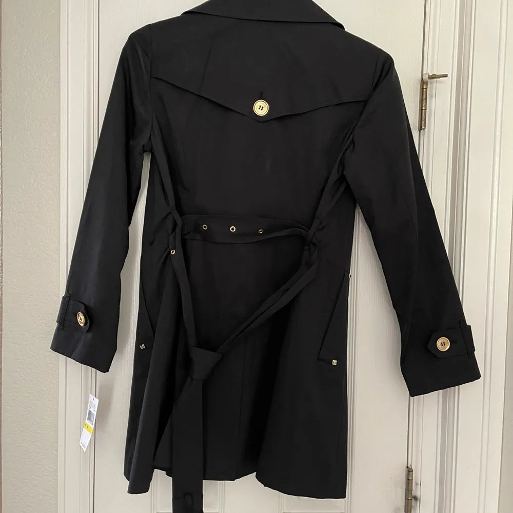 Michael Kors Gold Button Black Trench Coat - Image 2