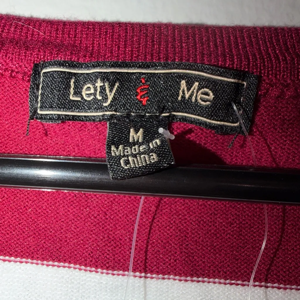 Lety & Me Women's Dallin Striped 3/4 Sleeve Pullover Sweater Burgundy Size M NWT Red Size M - Image 4