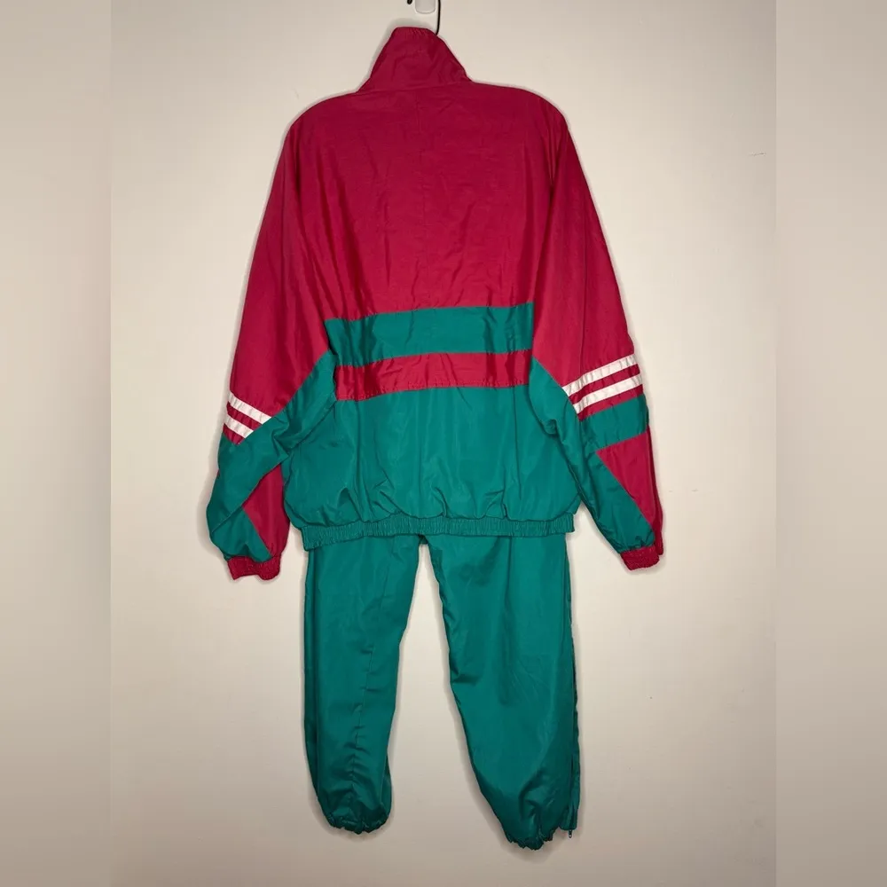 Vintage Fischer Tracksuit Pink, Green & White Retro Set Windbreaker Pants Size M Size M - Image 5