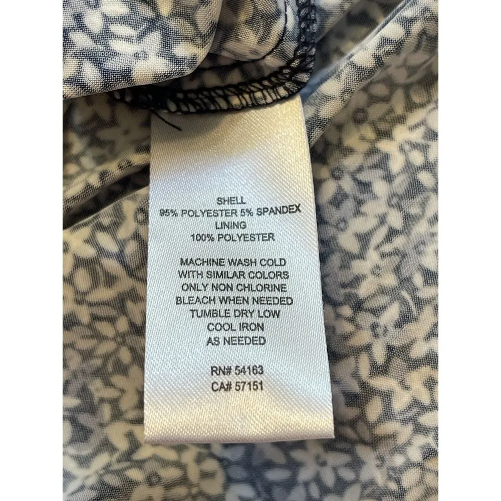 J Howard Dress size 12‎ navy white floral v-neck short bell sleeve NWT Career - Image 8