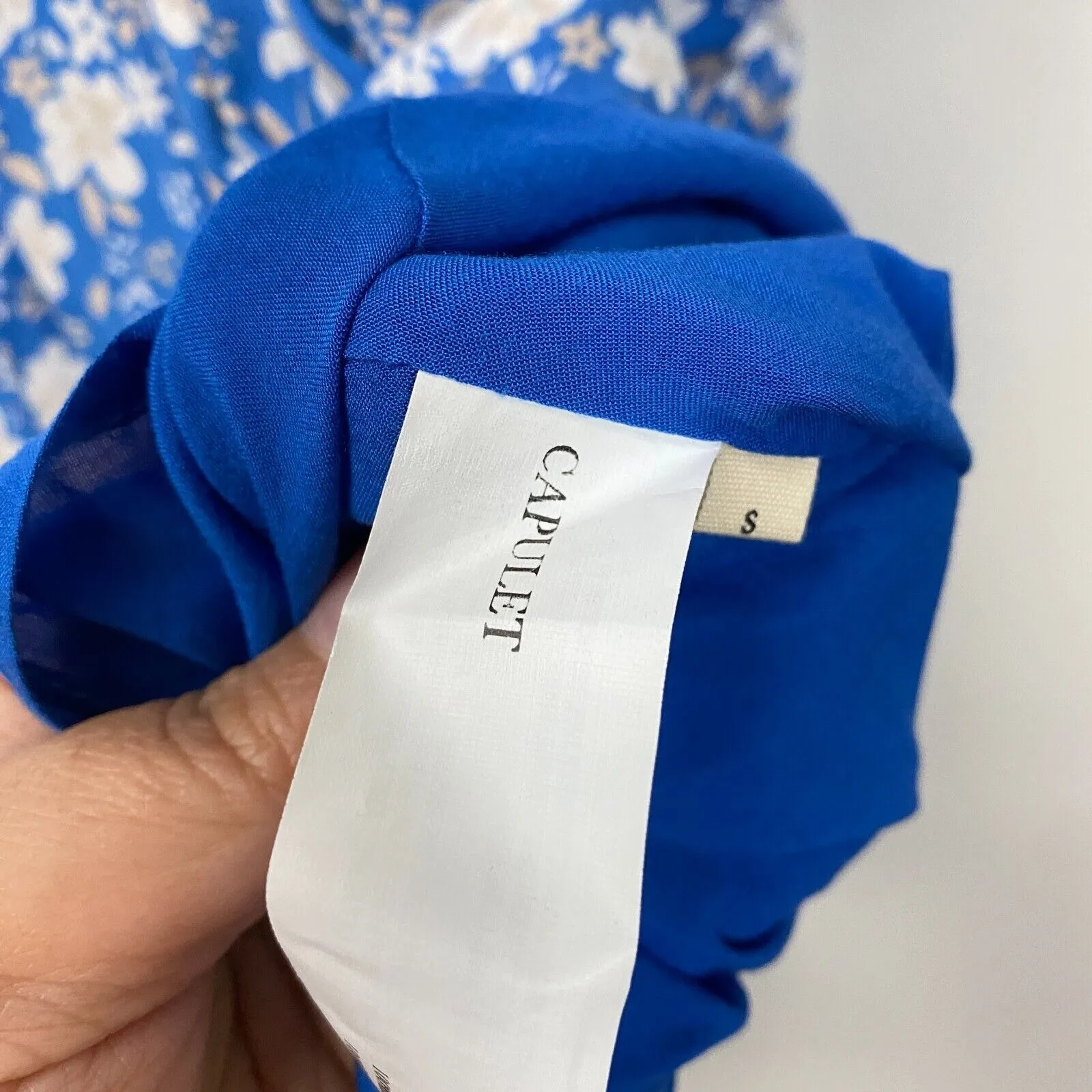 Capulet Women Milkmaid Off Shoulder Small Midi Tiered Blue Dress Floral Sundress - Image 5