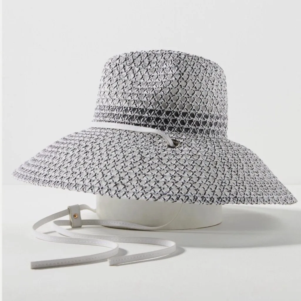 Open Edit Structured Straw Sun Hat  Wide Brim Geometric Weave - Image 2