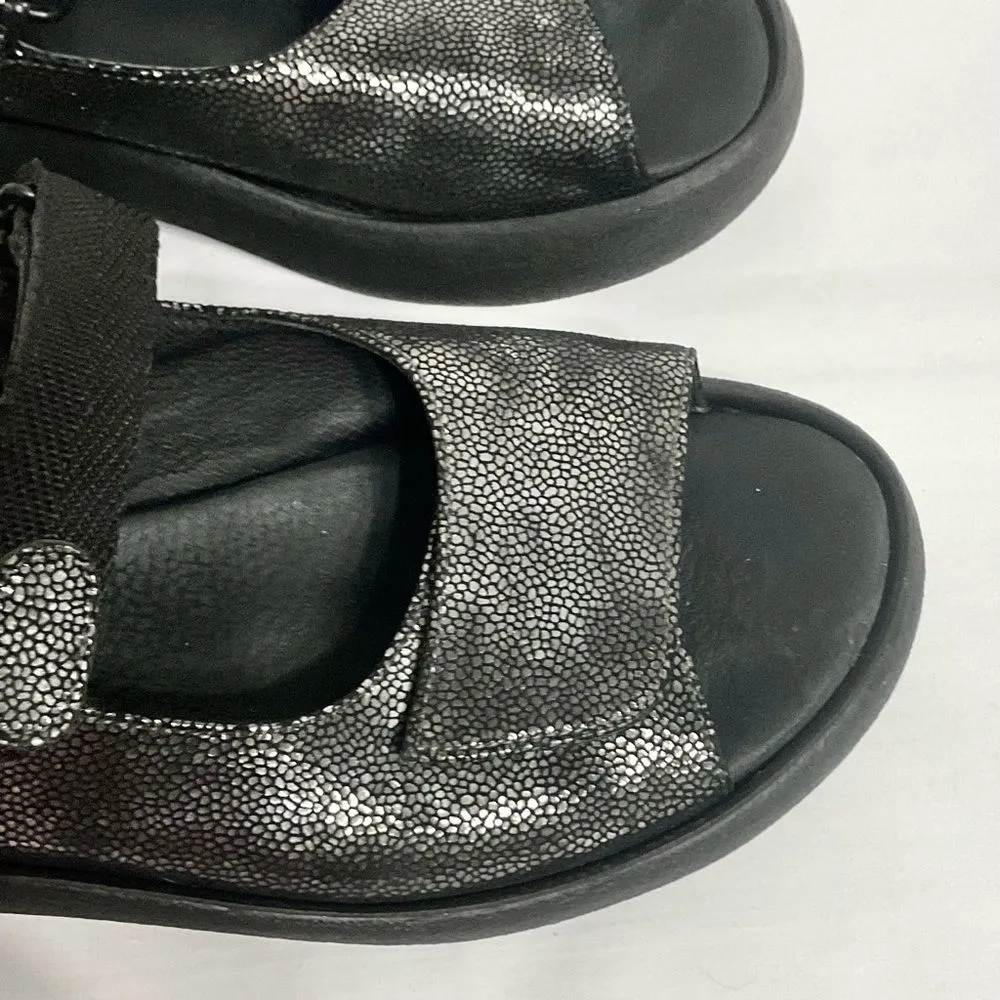 Wolky Black & Silver Jewel Sandals Sz 42 Adjustable Comfort Shoes Open Toe - Image 3