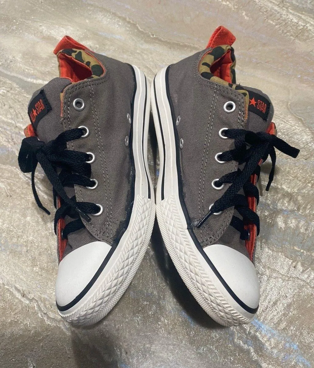 Converse All Star Camo Gray Orange Sneakers size 4 - Image 4