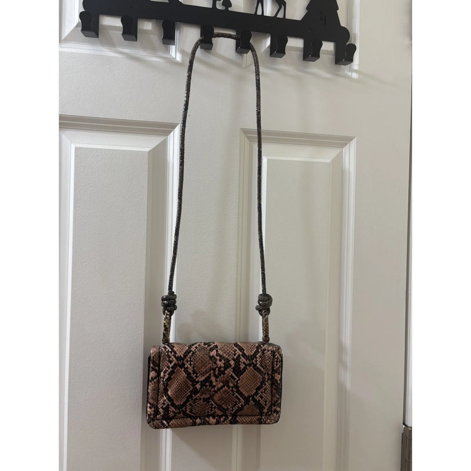 Zara Purse Womens Handbag Animal Print Shoulder Bag Brown Bronze Rectangular - Image 2