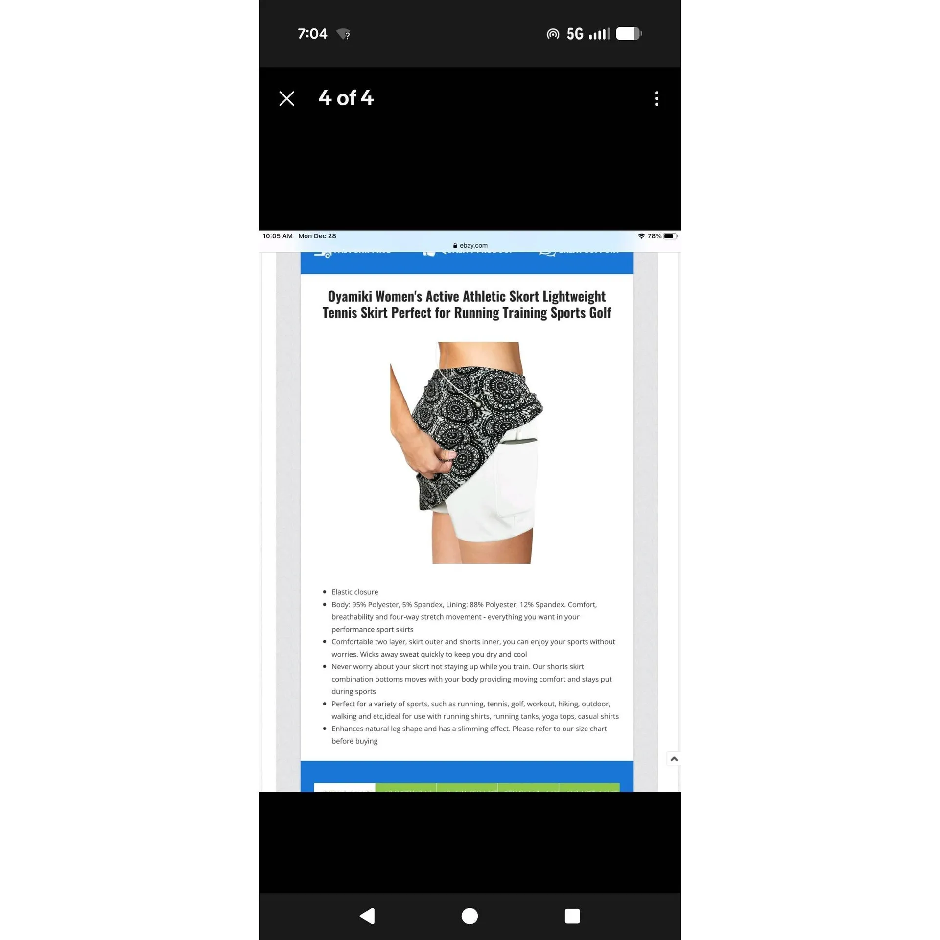 💚 NWT Oyamiki Women's Active Athletic Skort Lightweight Tennis Skirt Running XL Black - Image 3