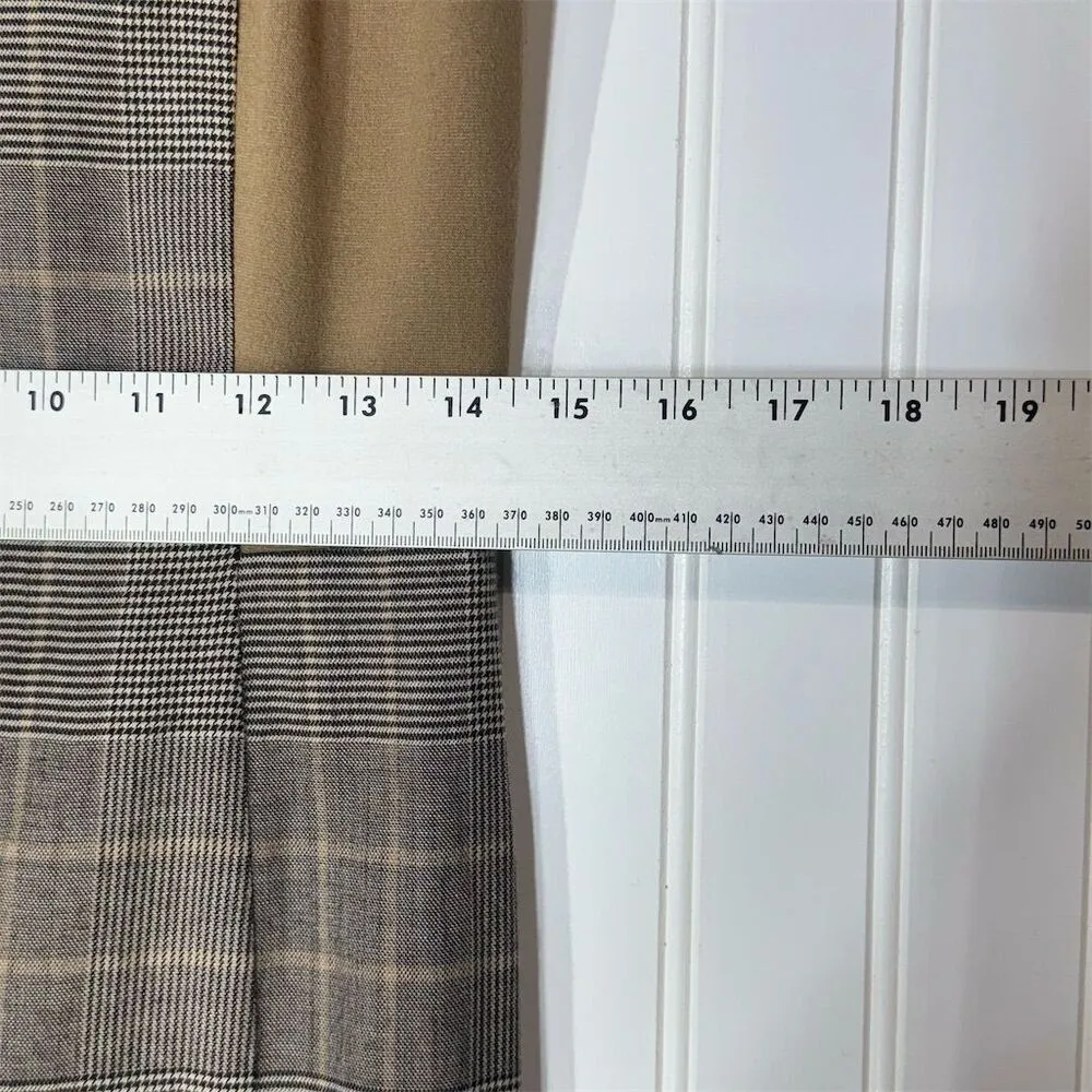 Akris Punto US 4 Sleeveless Wool Blend Sheath Dress Brown Plaid Career Academia - Image 4