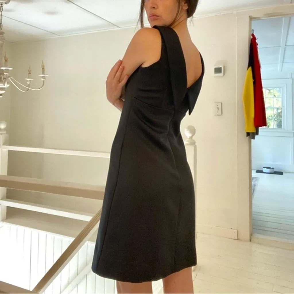 Hugo Buscati Collection Vintage 90s Collared Mini Sheath Dress Black Size 4 - Image 3