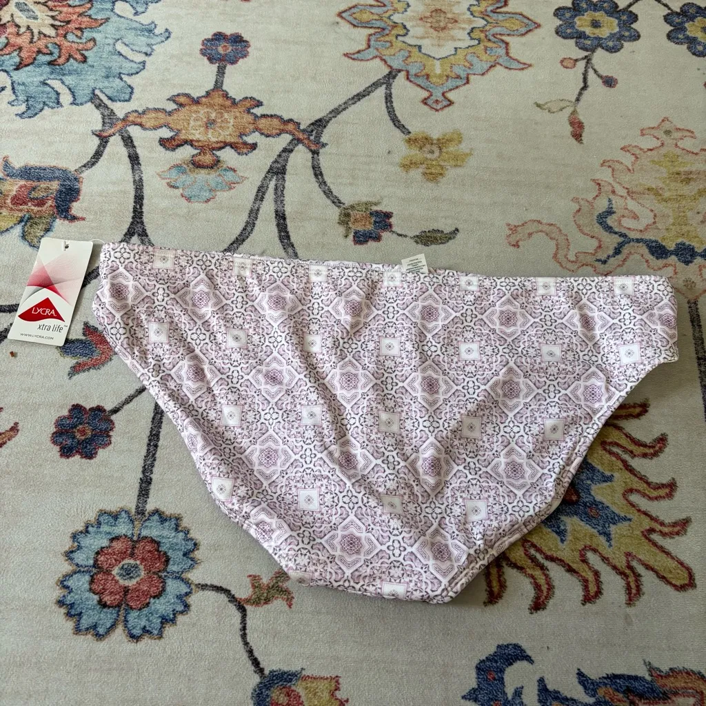 Athleta Purple Patterned Low Rise Bikini Bottom Side Cutout NWT XL - Image 5