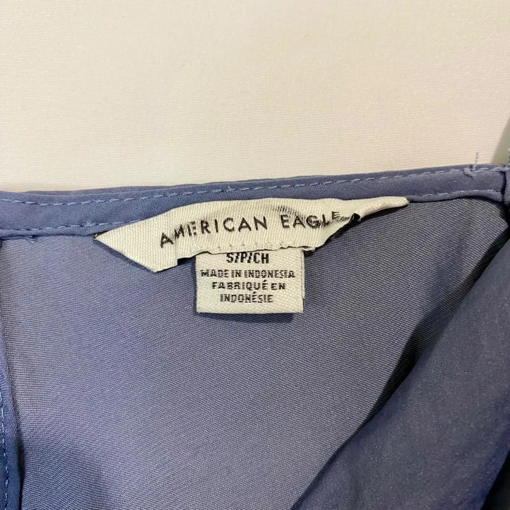 American Eagle Outfitters Women's Blouse Tank Peplum Blue Size Small EUC - Image 3