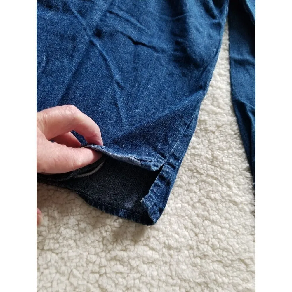 Field Gear Women's Blue Jean Denim Button Down Christmas Tree Blouse Top Size M Size M - Image 7