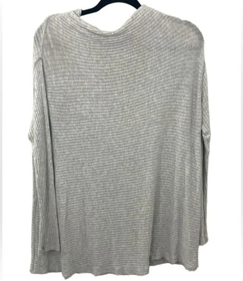 Free People We the Free Lover Split Back Rib Thermal Top Sweater Size SMALL Grey - Image 2