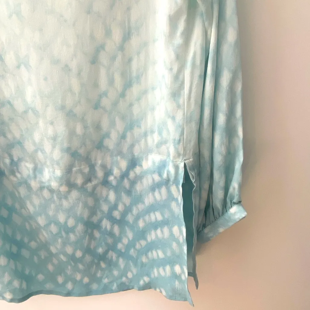 Avni Silk Ombré Sheer Drop Waist Tunic Blouse Women’s 10 Beachy Coastal Resort Blue - Image 4