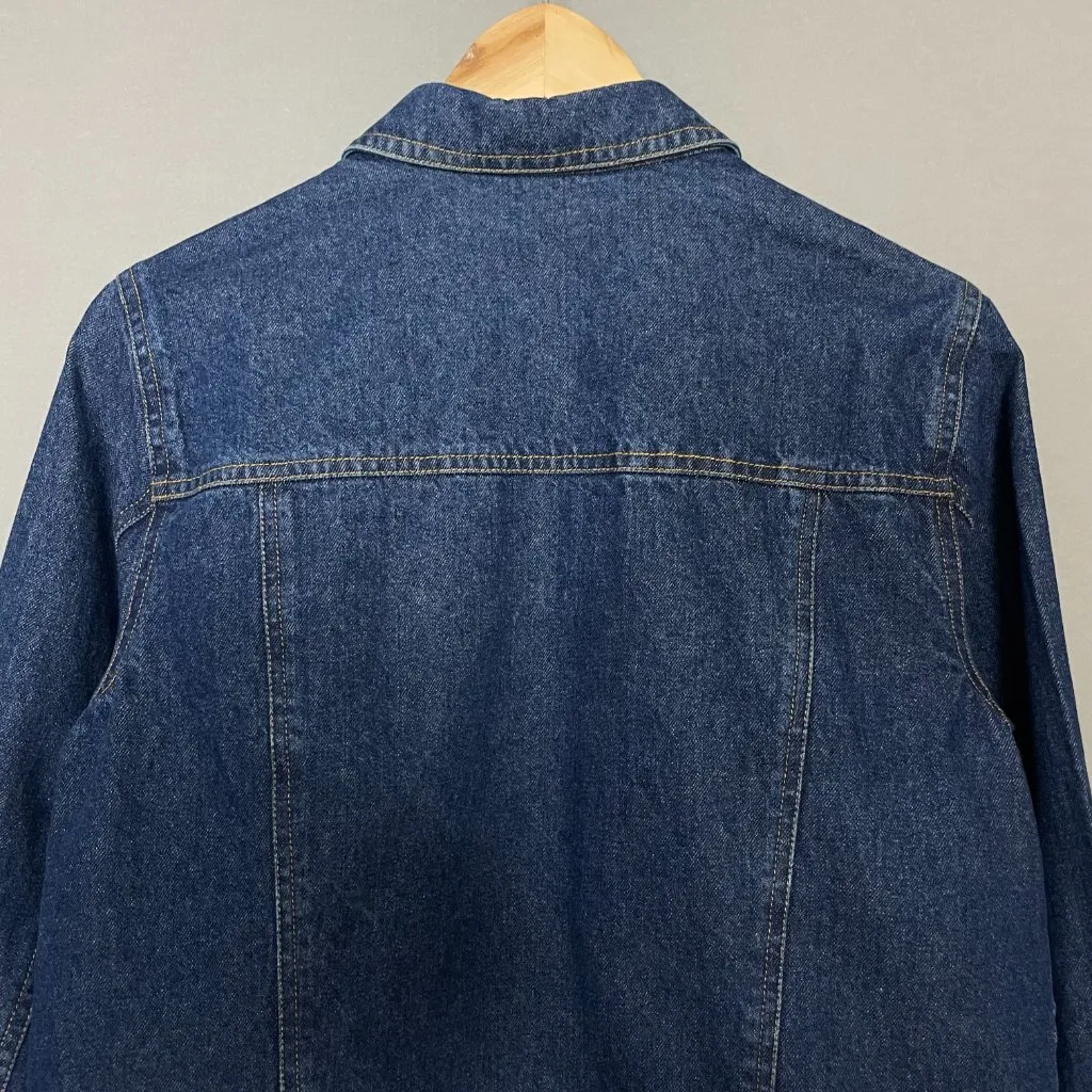 Embroidered Jean Jacket Autumn Colors Dark Wash Denim Women Size Small Fall‎ - Image 5