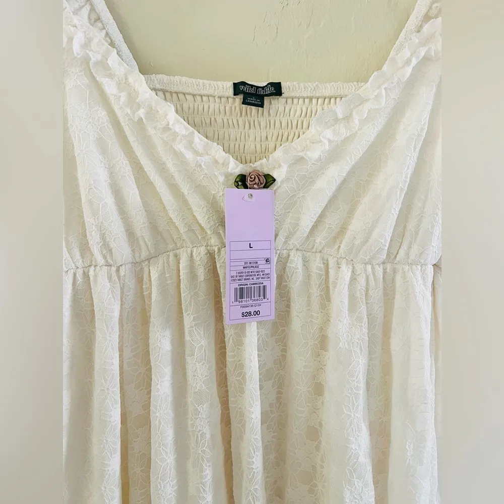 New  Lace Dress sz L White/Prl - Image 5