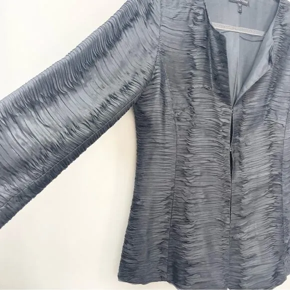 Eileen Fisher  Ripple Bindu‎ Silk Jacket Size XS Graphite - Image 4