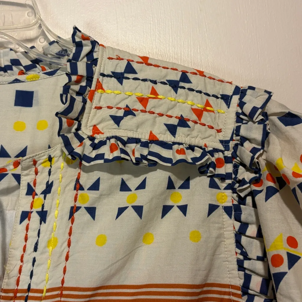 FLOE- Vibrant Geometric Patterned Ruffle Tassle Beads Super Wide Leg Jumpsuit- S - Image 6